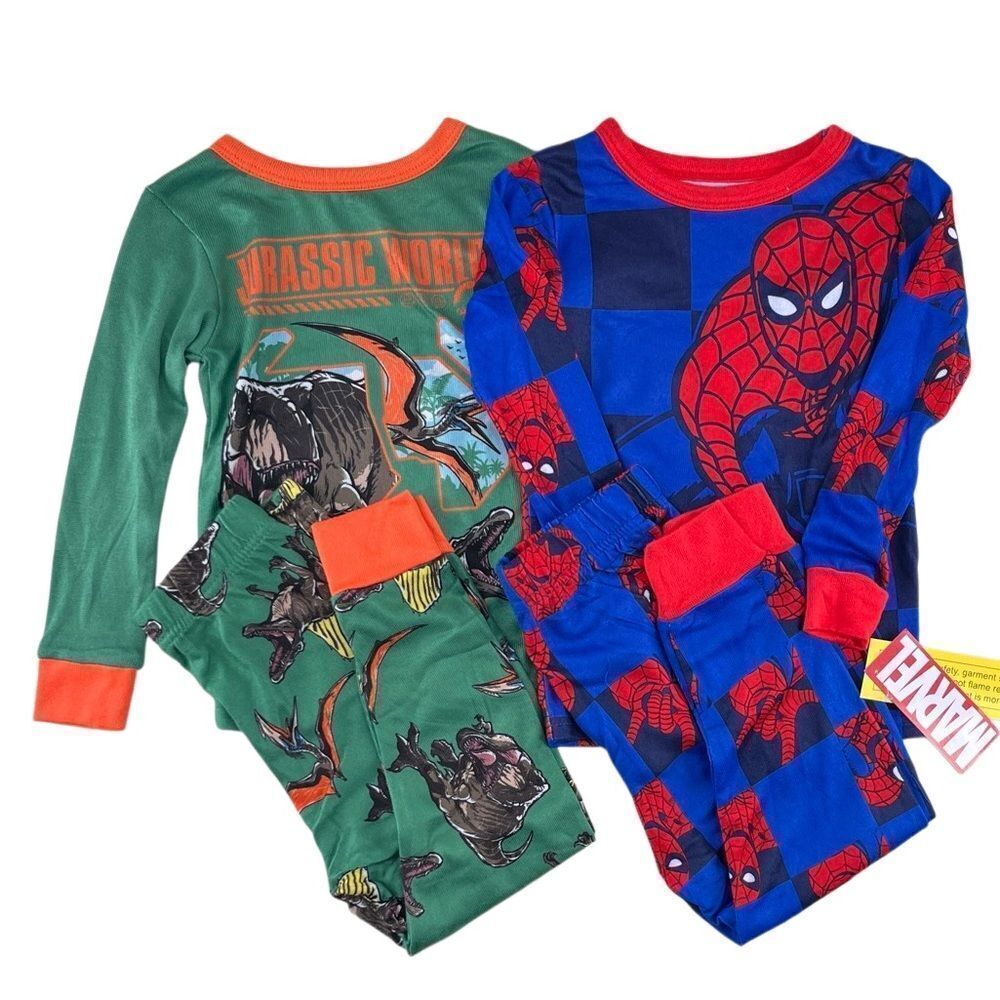 Toddler Spiderman & Jurassic World Long Sleeve Pajama Set 2-Pack Size 4T